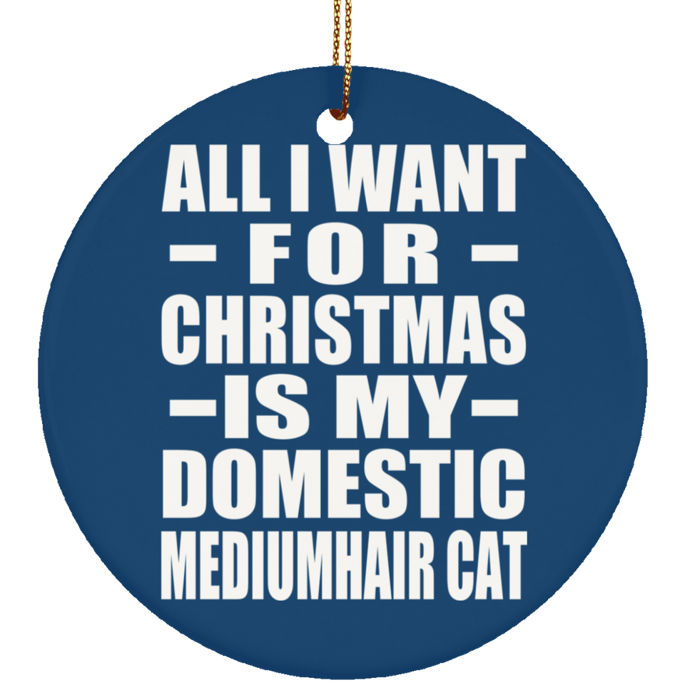 All I Want For Christmas Is My Domestic Mediumhair Cat - Circle Ornament