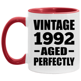 32nd Birthday Vintage 1992 Aged Perfectly - 11oz Accent Mug Red