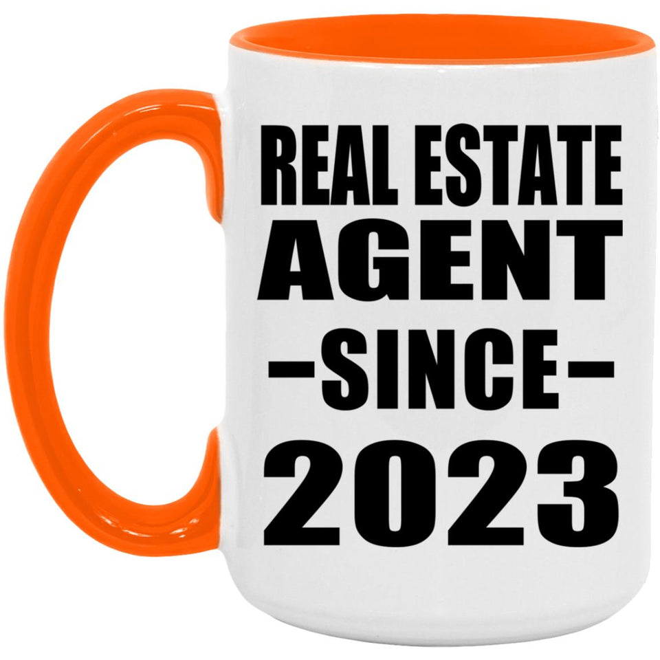 Real Estate Agent Since 2023 - 15oz Accent Mug Orange