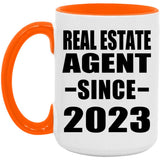 Real Estate Agent Since 2023 - 15oz Accent Mug Orange