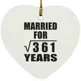 19th Anniversary Married For Square Root of 361 Years - Heart Ornament