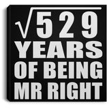 23rd Anniversary Square Root of 529 Years of Being Mr Right - Canvas Square