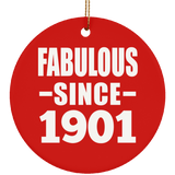 123rd Birthday Fabulous Since 1901 - Circle Ornament