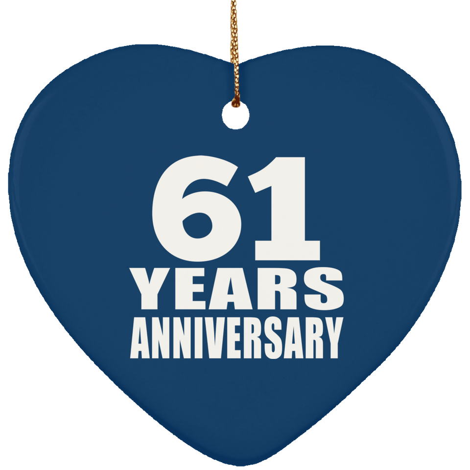 61st Anniversary 61 Years - Heart Ornament