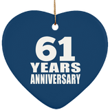 61st Anniversary 61 Years - Heart Ornament