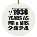 44th Anniversary Square Root of 1936 Years As Mr & Mrs 2024 - Circle Ornament