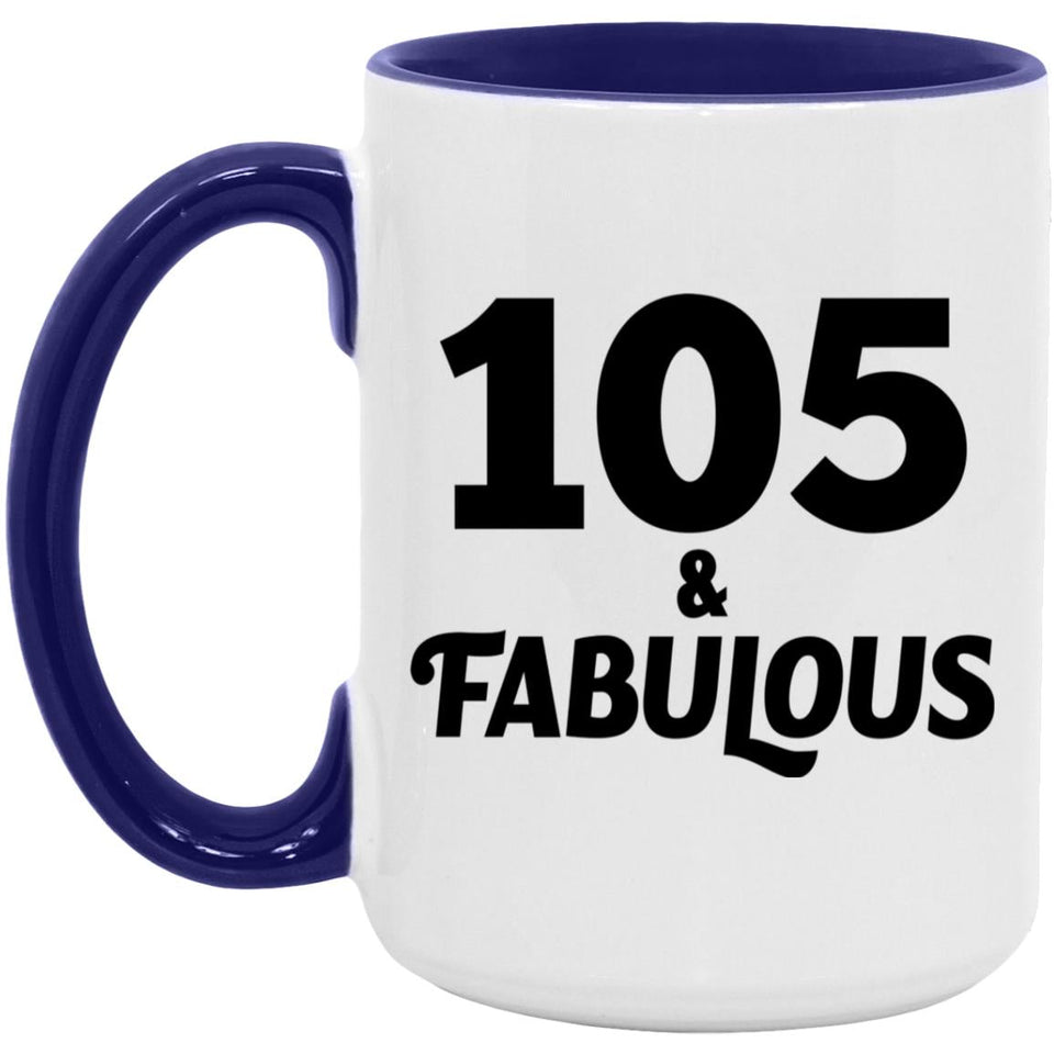 105th Birthday 105 & Fabulous - 15oz Accent Mug Purple