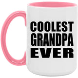 Coolest Grandpa Ever - 15oz Accent Mug Pink