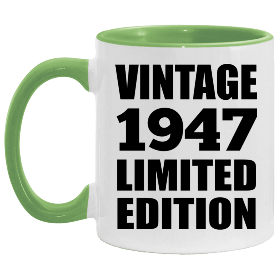 77th Birthday Vintage 1947 Limited Edition - 11oz Accent Mug Green