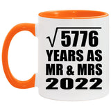 76th Anniversary Square Root of 5776 Years As Mr & Mrs 2022 - 11oz Accent Mug Orange
