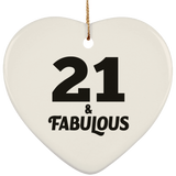 21st Birthday 21 & Fabulous - Heart Ornament