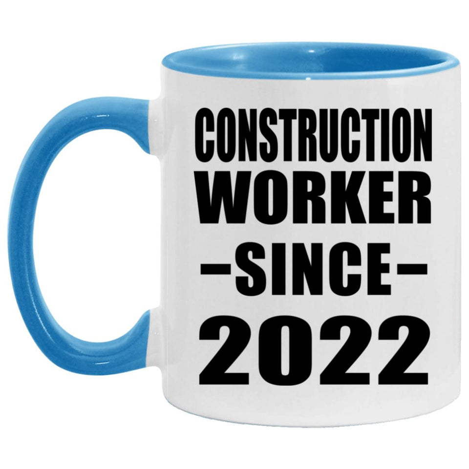 Construction Worker Since 2022 - 11oz Accent Mug Blue