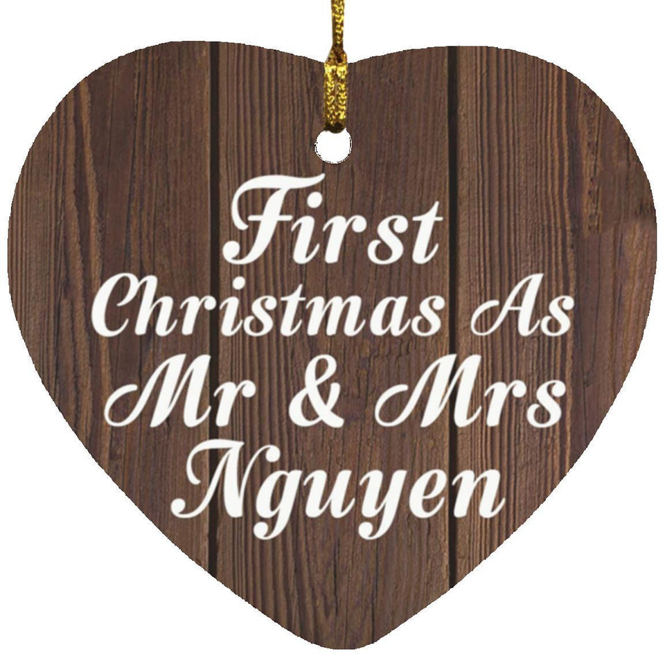 First Christmas As Mr & Mrs Nguyen - Heart Ornament D