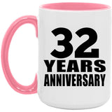 32nd Anniversary 32 Years Anniversary - 15oz Accent Mug Pink
