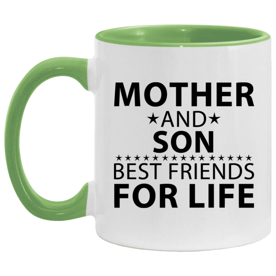 Mother and Son, Best Friends For Life - 11oz Accent Mug Green