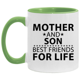 Mother and Son, Best Friends For Life - 11oz Accent Mug Green