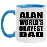 Alan World's Okayest Dad - 11oz Accent Mug Blue