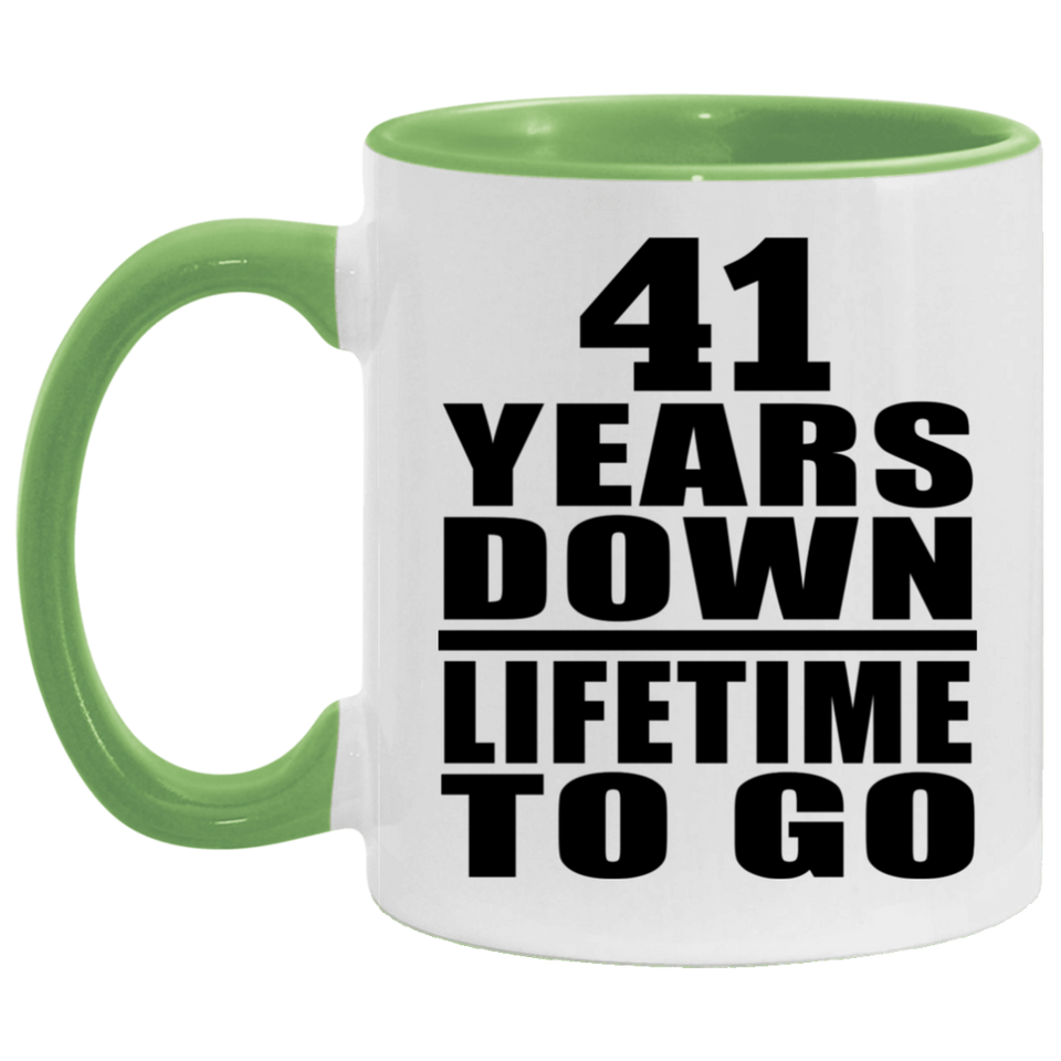 41st Anniversary 41 Years Down Lifetime To Go - 11oz Accent Mug Green