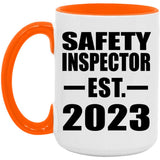 Safety Inspector Established EST. 2023 - 15oz Accent Mug Orange