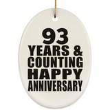 Happy 93rd Anniversary 93 Years & Counting - Oval Ornament