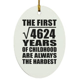 68th Birthday Square Root of 4624 Years of Childhood - Oval Ornament