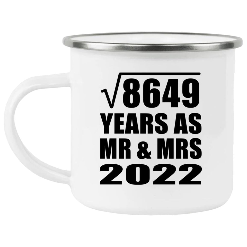 93rd Anniversary Square Root of 8649 Years As Mr & Mrs 2022 - 12oz Camping Mug