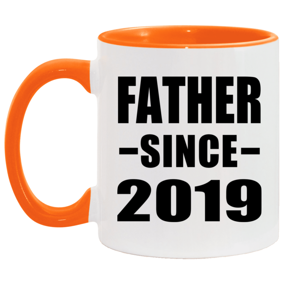 Father Since 2019 - 11oz Accent Mug Orange