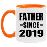 Father Since 2019 - 11oz Accent Mug Orange