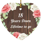 18th Anniversary 18 Years Down Lifetime To Go - Heart Ornament A