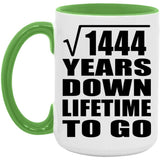 38th Anniversary Square Root of 1444 Years Lifetime To Go - 15oz Accent Mug Green