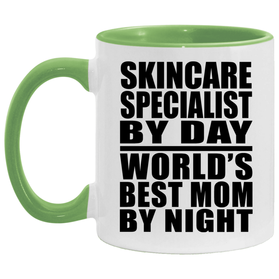 Skincare Specialist By Day World's Best Mom By Night - 11oz Accent Mug Green