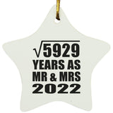 77th Anniversary Square Root of 5929 Years As Mr & Mrs 2022 - Star Ornament