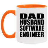 Dad Husband Software Engineer - 11oz Accent Mug Orange
