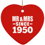 74th Anniversary Mr & Mrs Since 1950 - Heart Ornament