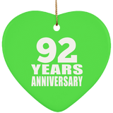 92nd Anniversary 92 Years - Heart Ornament