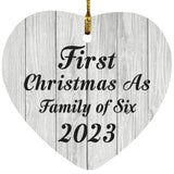First Christmas As Family Of Six 2023 - Heart Ornament F