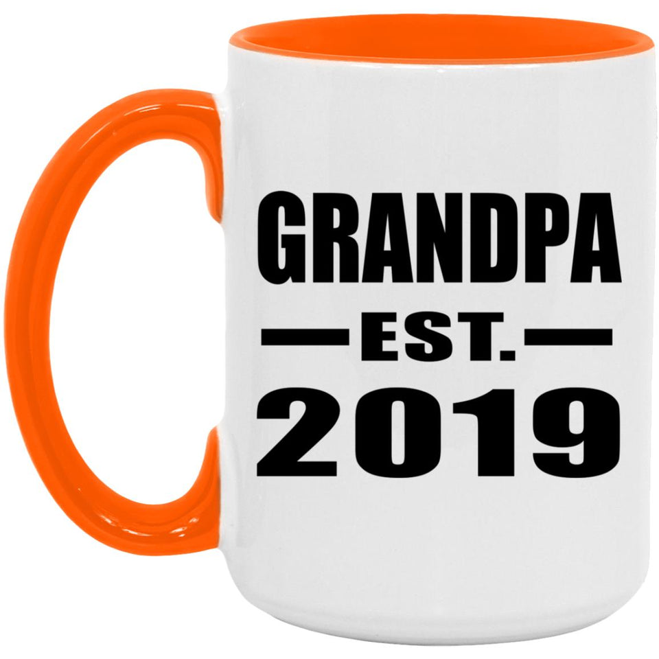 Grandpa Established EST. 2019 - 15oz Accent Mug Orange