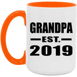 Grandpa Established EST. 2019 - 15oz Accent Mug Orange