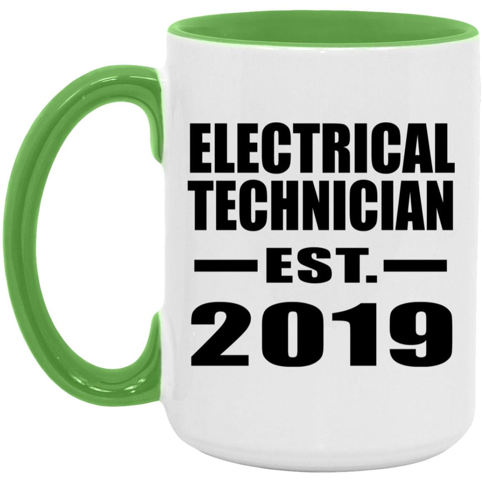Electrical Technician Established EST. 2019 - 15oz Accent Mug Green