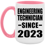 Engineering Technician Since 2023 - 15oz Accent Mug Pink