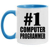 Number One #1 Computer Programmer - 11oz Accent Mug Blue