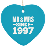 27th Anniversary Mr & Mrs Since 1997 - Heart Ornament