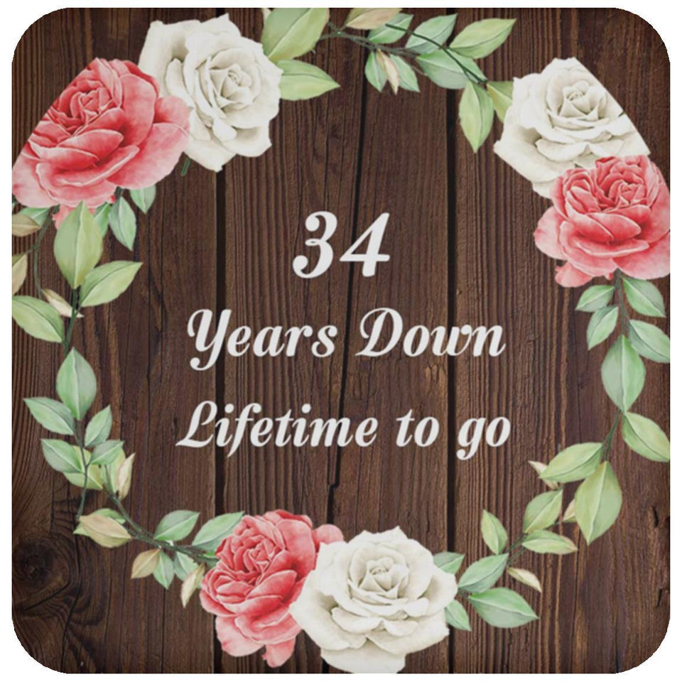 34th Anniversary 34 Years Down Lifetime To Go - Drink Coaster A