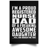 Proud Registered Nurse Dad Of Awesome Daughter - Poster Portrait