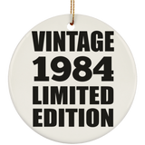 40th Birthday Vintage 1984 Limited Edition - Circle Ornament