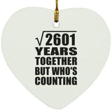 51st Anniversary Square Root of 2601 Years Who's Counting - Heart Ornament