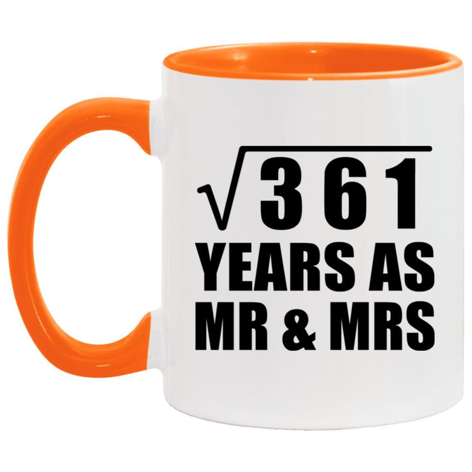 19th Anniversary Square Root of 361 Years As Mr & Mrs - 11oz Accent Mug Orange