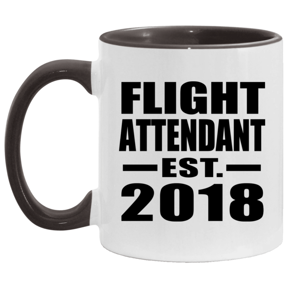 Flight Attendant Established EST. 2018 - 11oz Accent Mug Black