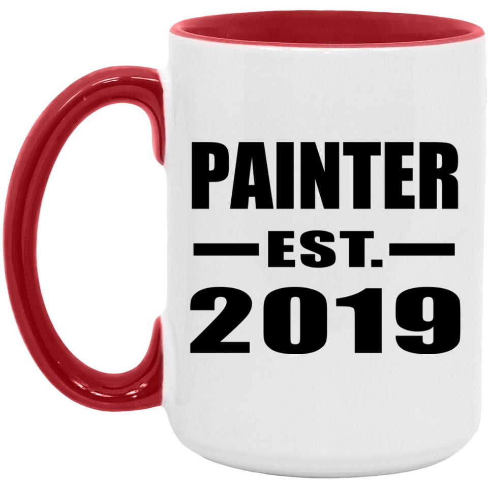 Painter Established EST. 2019 - 15oz Accent Mug Red