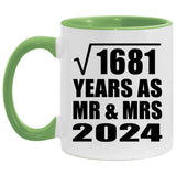 41st Anniversary Square Root of 1681 Years As Mr & Mrs 2024 - 11oz Accent Mug Green